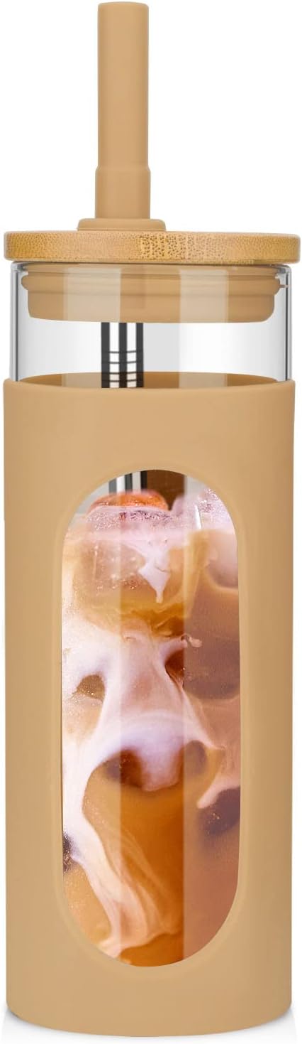 Tronco 22 oz Iced Coffee Glass with Bamboo Lid